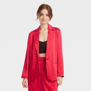 Women's Satin Blazer - A New Day Red L
